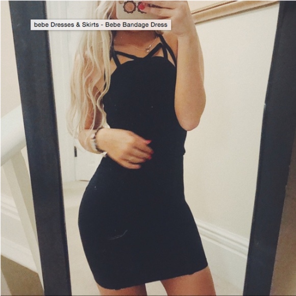 Black Bandage Bebe Dress - Picture 1 of 4